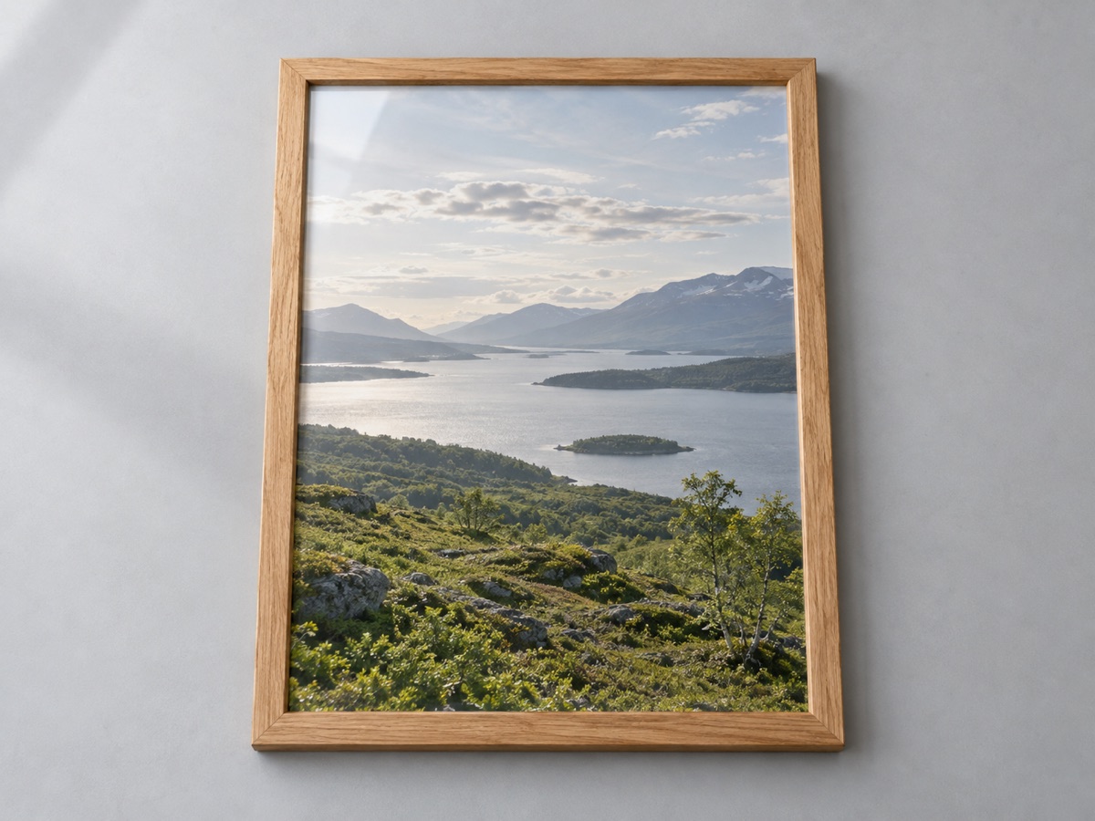 Деревянная фоторамка формата A3 с пейзажем